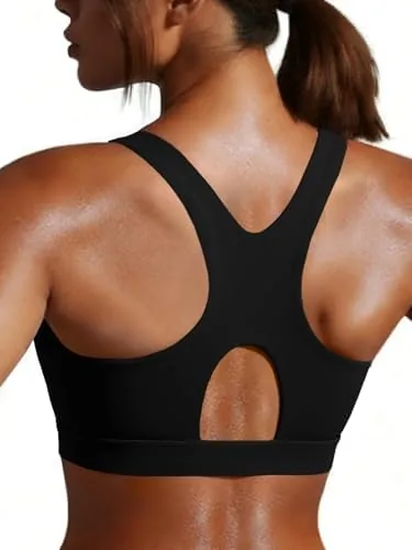 aoysky womens racerback sports bras padded workout low impact scoop neck yoga top wireless athletic cropped tank tops black
